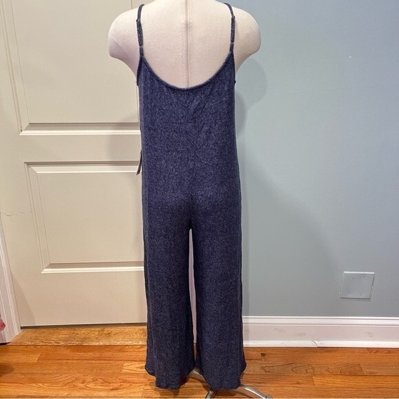 NWT LUNACHIX Heather Navy Brushed Hacci Knit Jumpsuit Size Medium - Picture 6 of 9